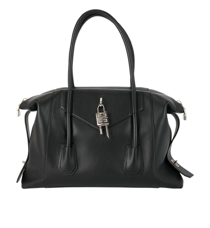 Lock Antigona Tote, £795, Handbags, Black, Leather, Front view